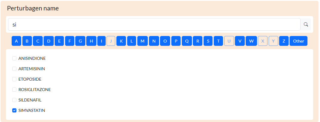 Select a perturbagen